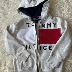 Tommy Hilfiger Cream Hoodie with Red & White Colorblocks